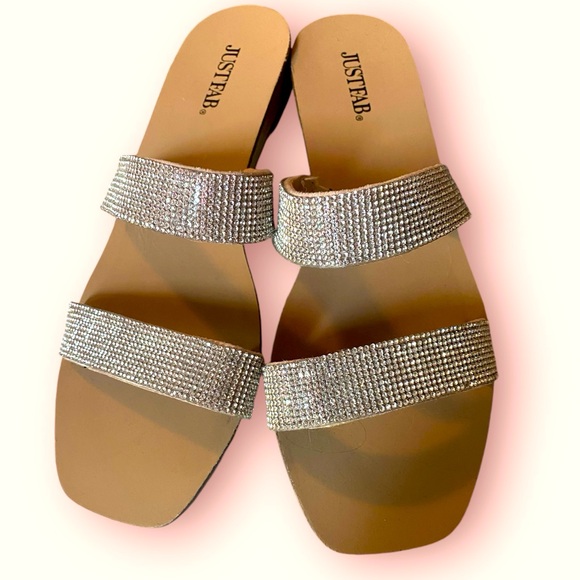 NWOT! Sandals with Embellished Straps - Picture 1 of 9